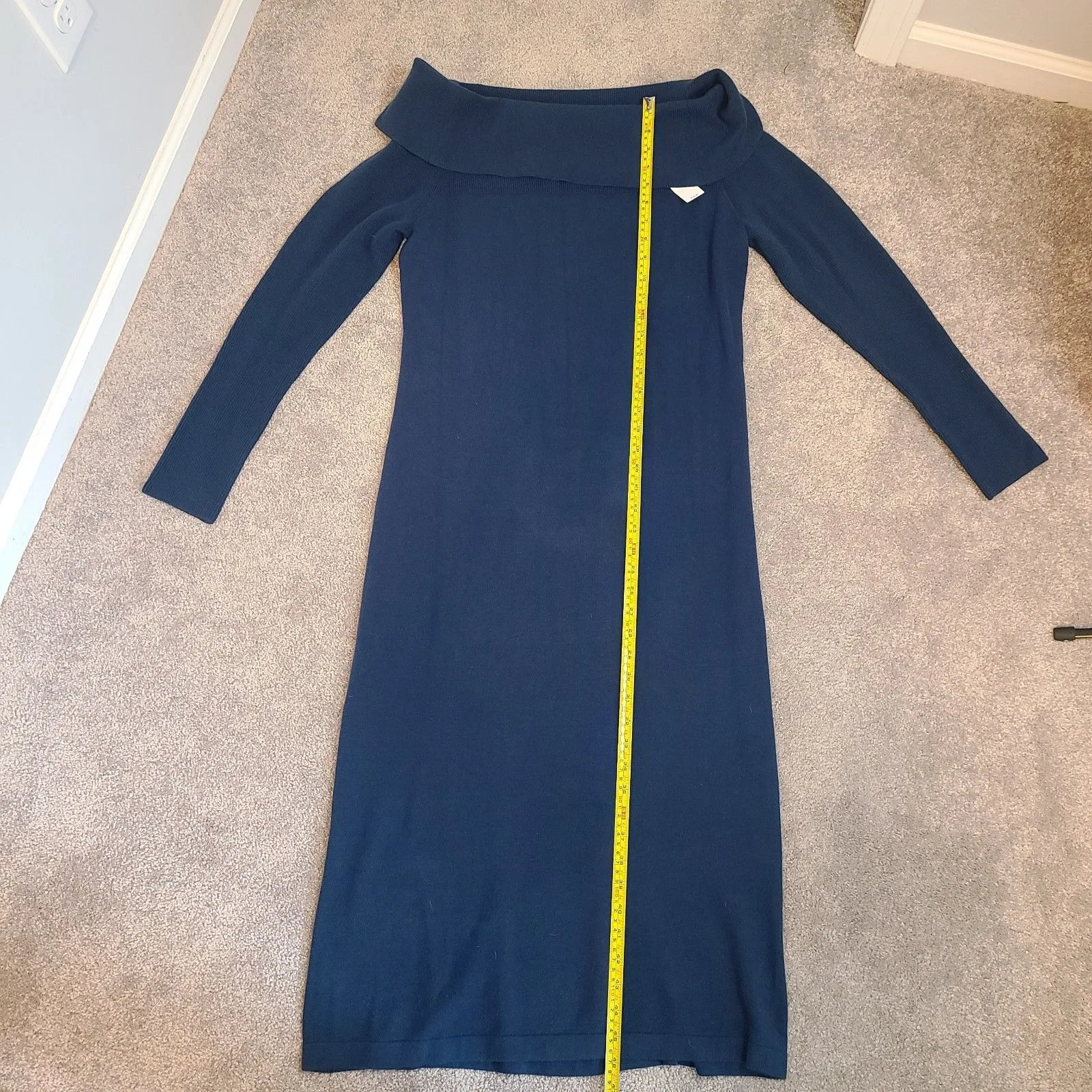 Banana Republic Off-Shoulder Sweater Dress Large Long Sleeve Ribbed Bodycon - Image 5