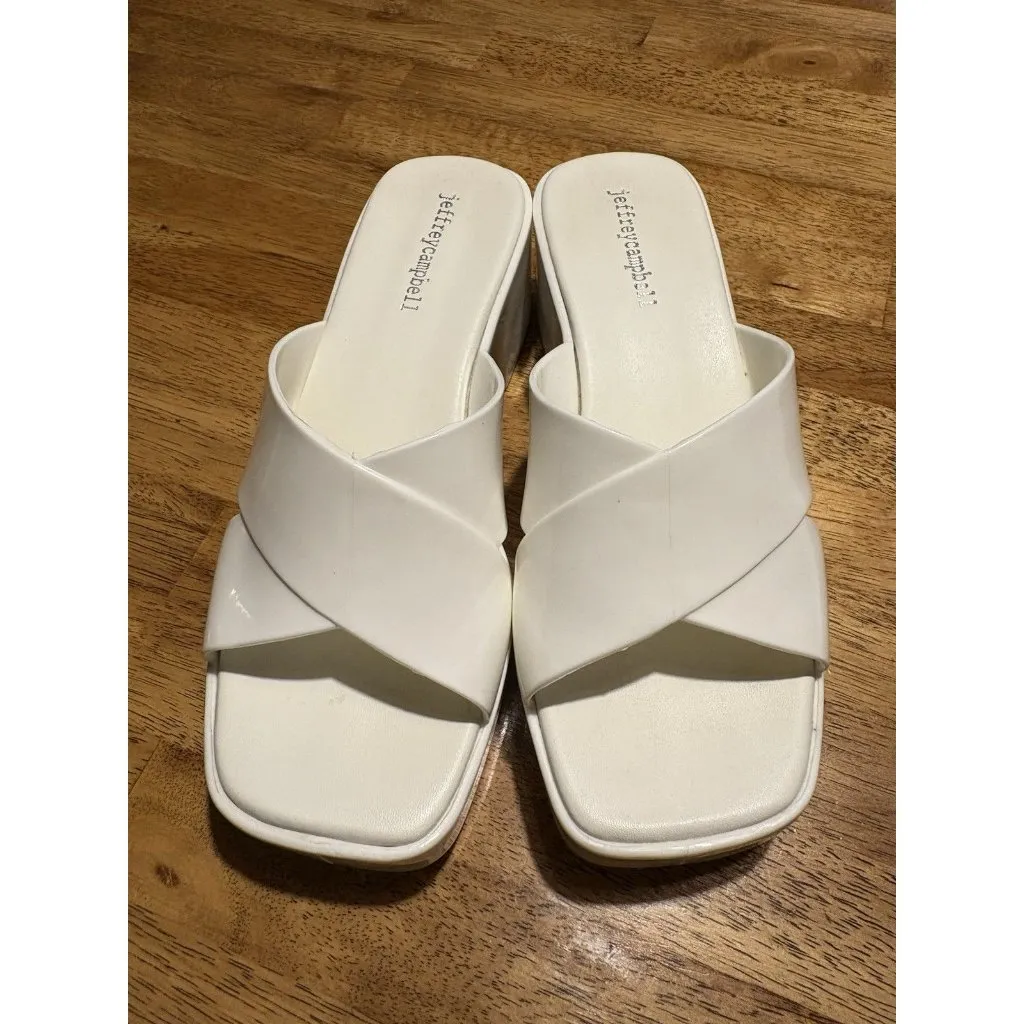JEFFREY CAMPBELL Size 7 White Bubblegum Platform Sandal Block Heel - Image 2