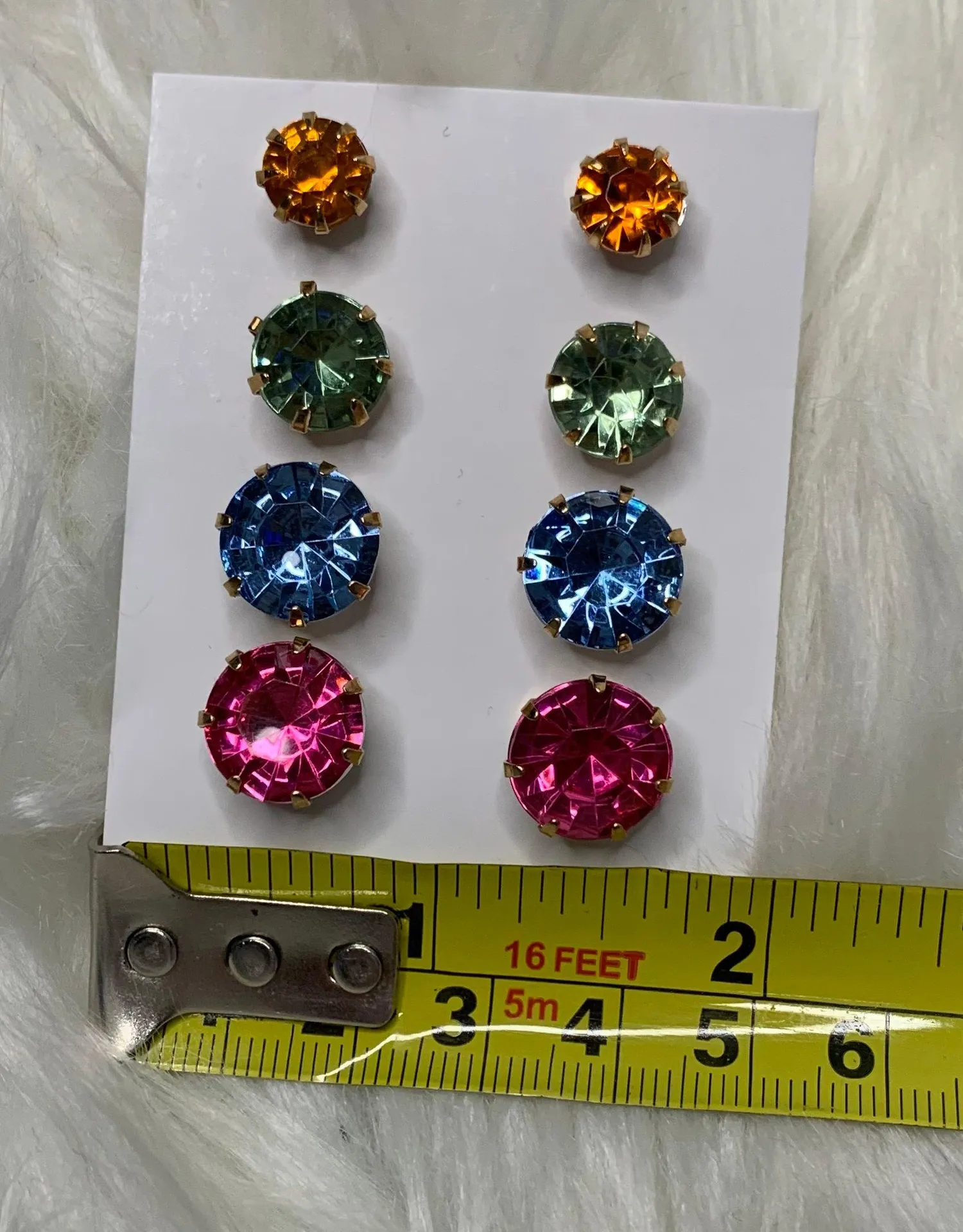 4 Stud Earrings Faux Gem Multiple - Image 7
