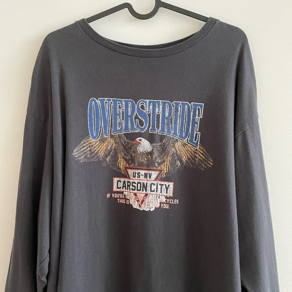 Y2K Vintage Motorcycle Logo Sleeve T shirt Unisex Dark Gray Carson City Size M - Image 4