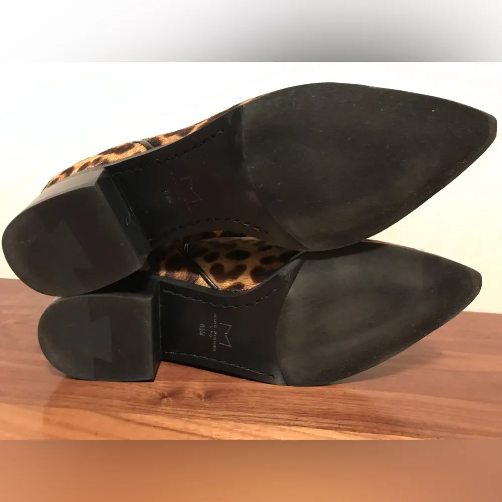 Marc Fisher Yalely Leopard Cow Hair Fur Leather Ankle Boots Booties Size 8.5 - Image 9