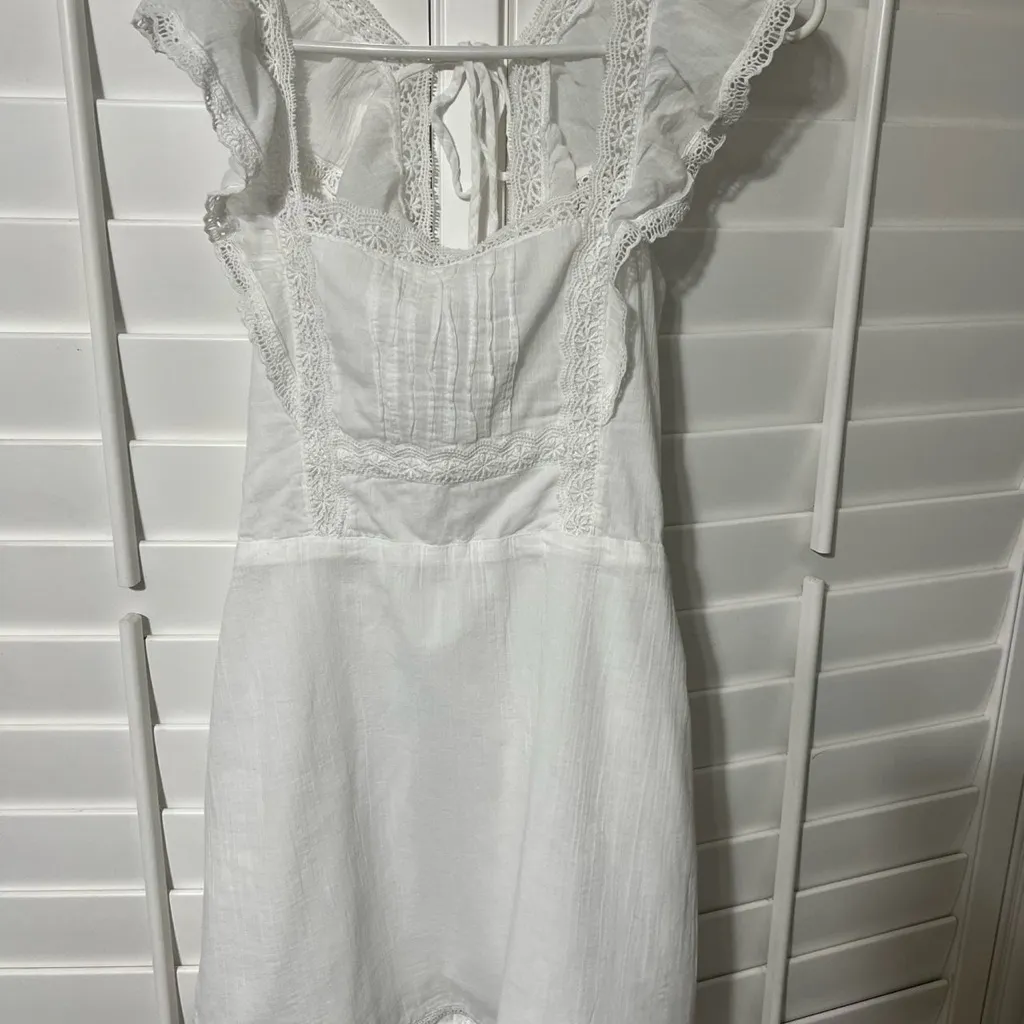 Abercrombie White Lace Mini Dress Cottagecore Size L - Image 5