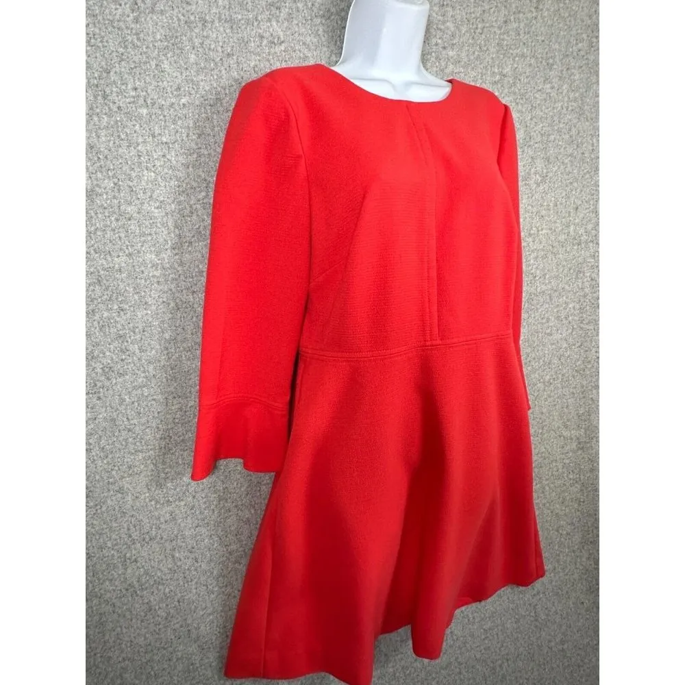 J.Crew Size 10 Womens Dress Coral Orange Flared Wrists Zip Classic Zip - Image 11