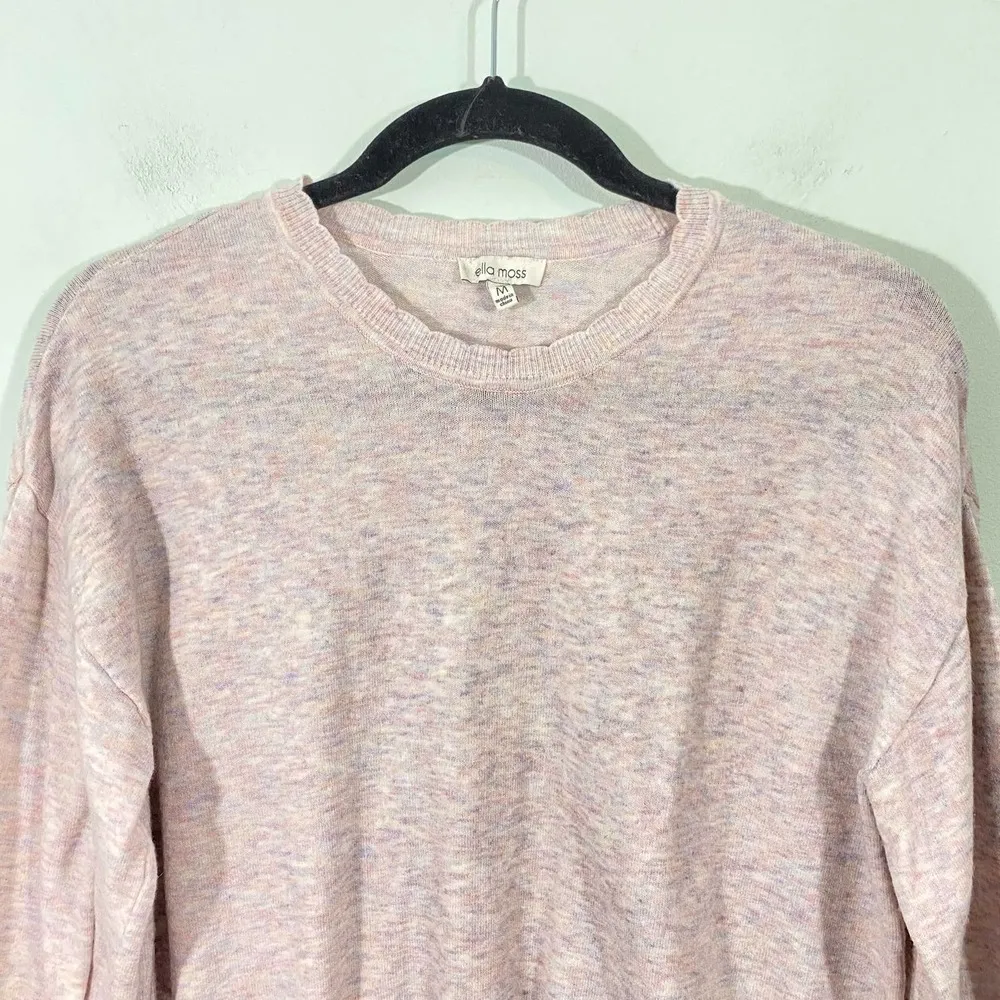 Ella Moss Junior's Pink & Purple Space Knit Scalloped Collar Sweater Size M - Image 2