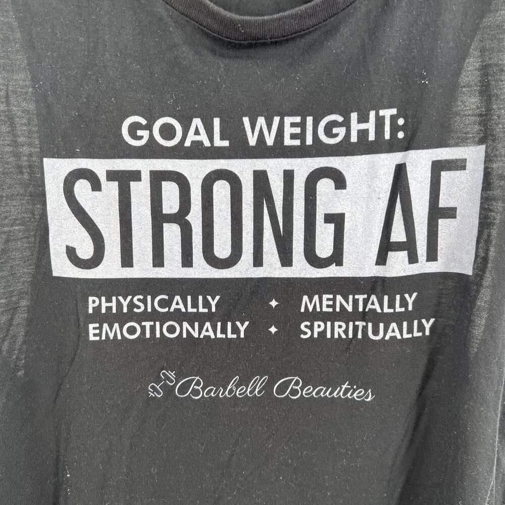 Barbell Beauties Goal Weight Strong AF Black Tank Medium - Image 2