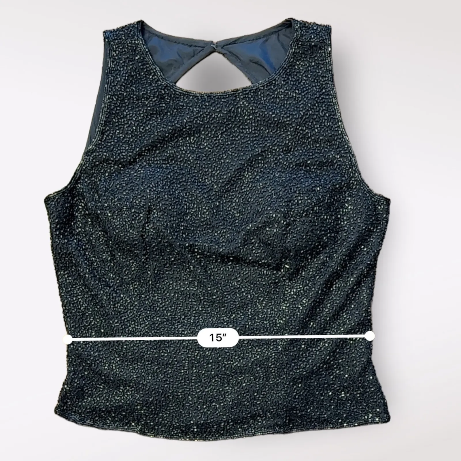 Cecily Brown Black Silk Beaded Backless Halter‎ Top Size M Size M - Image 8