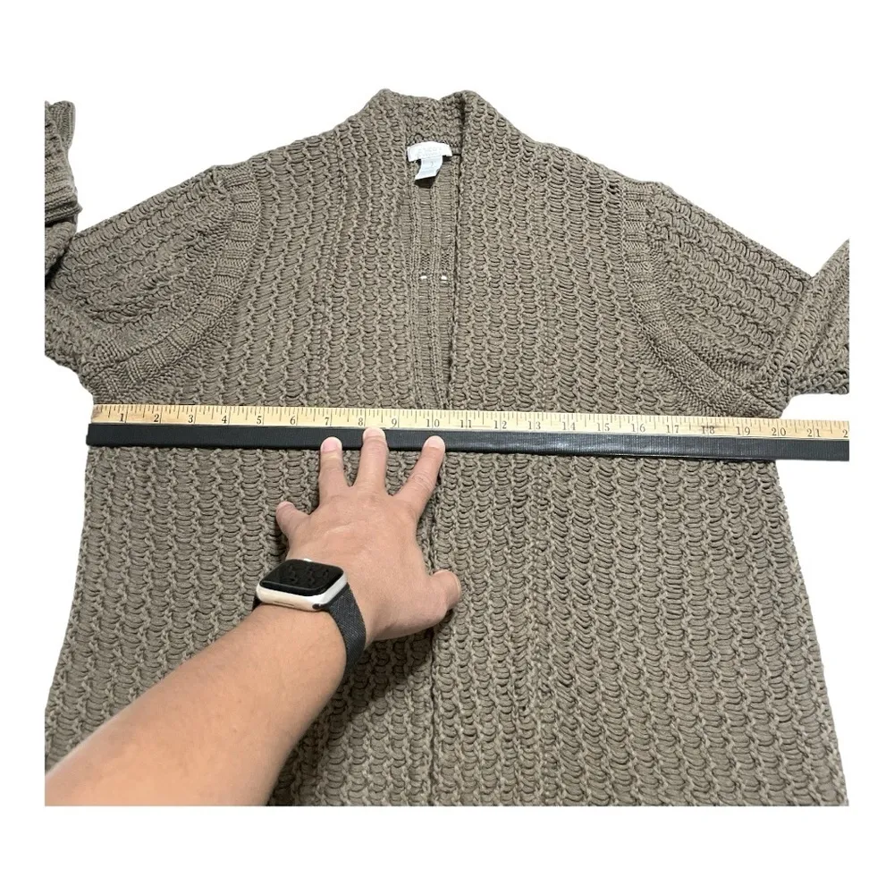Chico’s size 1/M Women’s Brown Open Front Chucky Knit Sweater Cardigan - Image 8