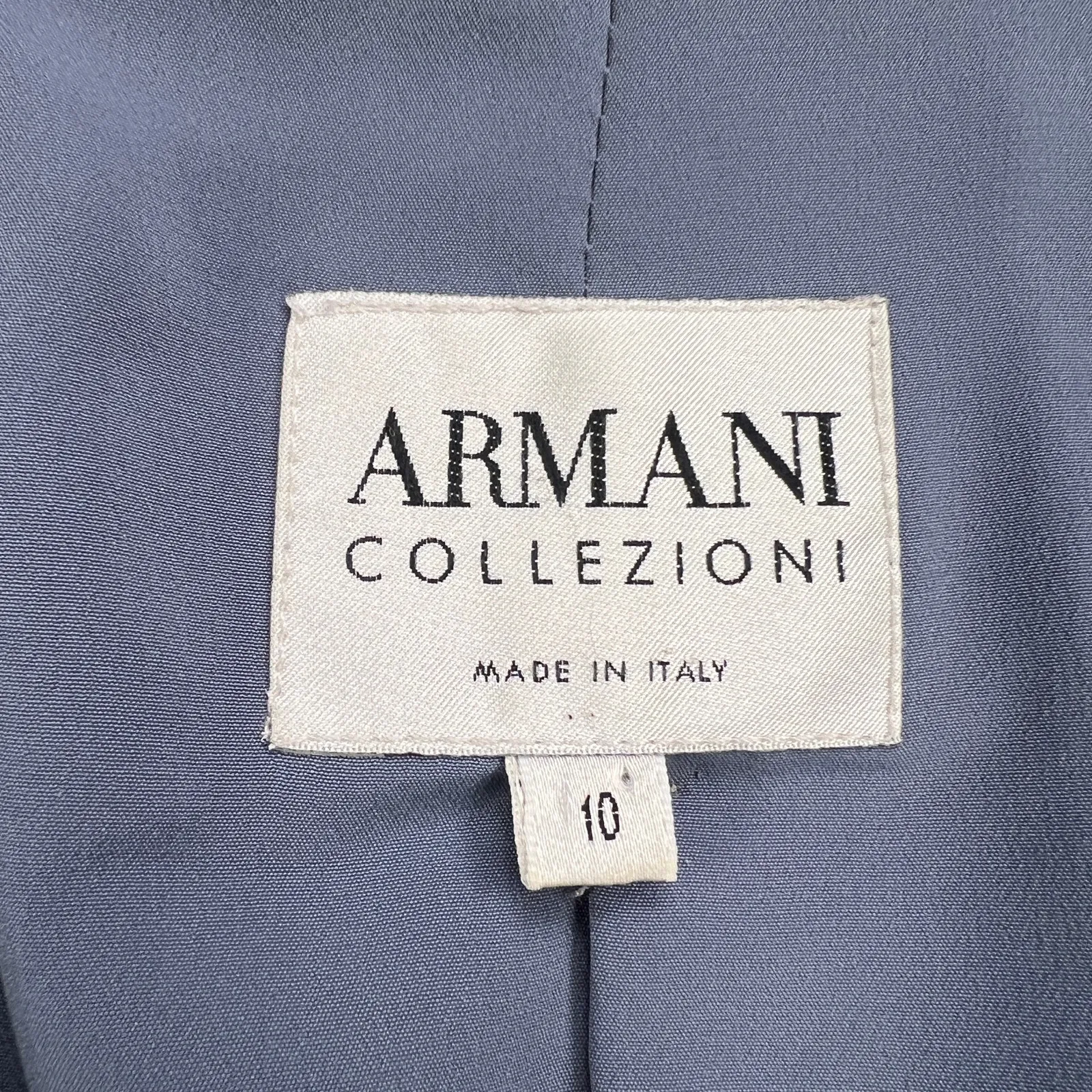 Armani Collezione Silk Blend English Blue Single Breasted Blazer Size 10 - Image 3