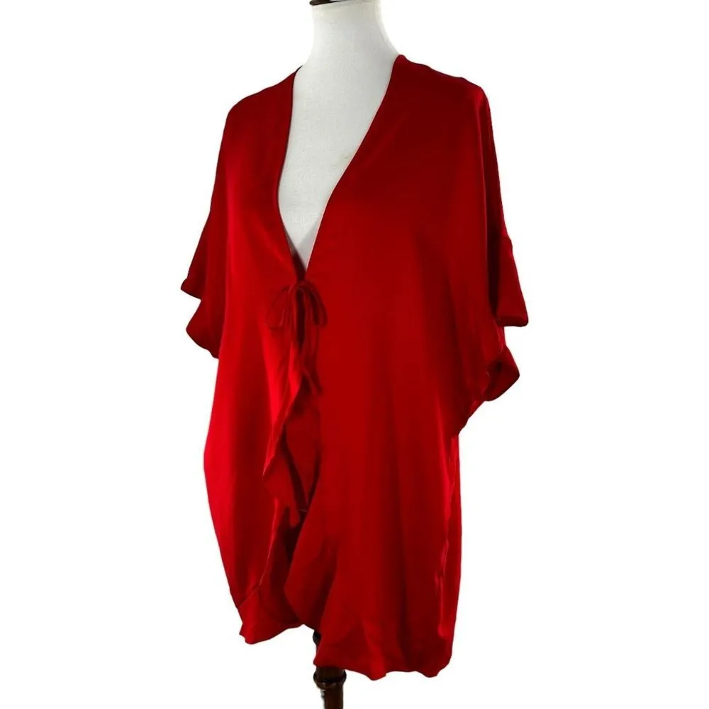 NEW/NWT Victoria's Secret Red Kimono Robe Satin Flounce Love Heart Valentine - Image 3