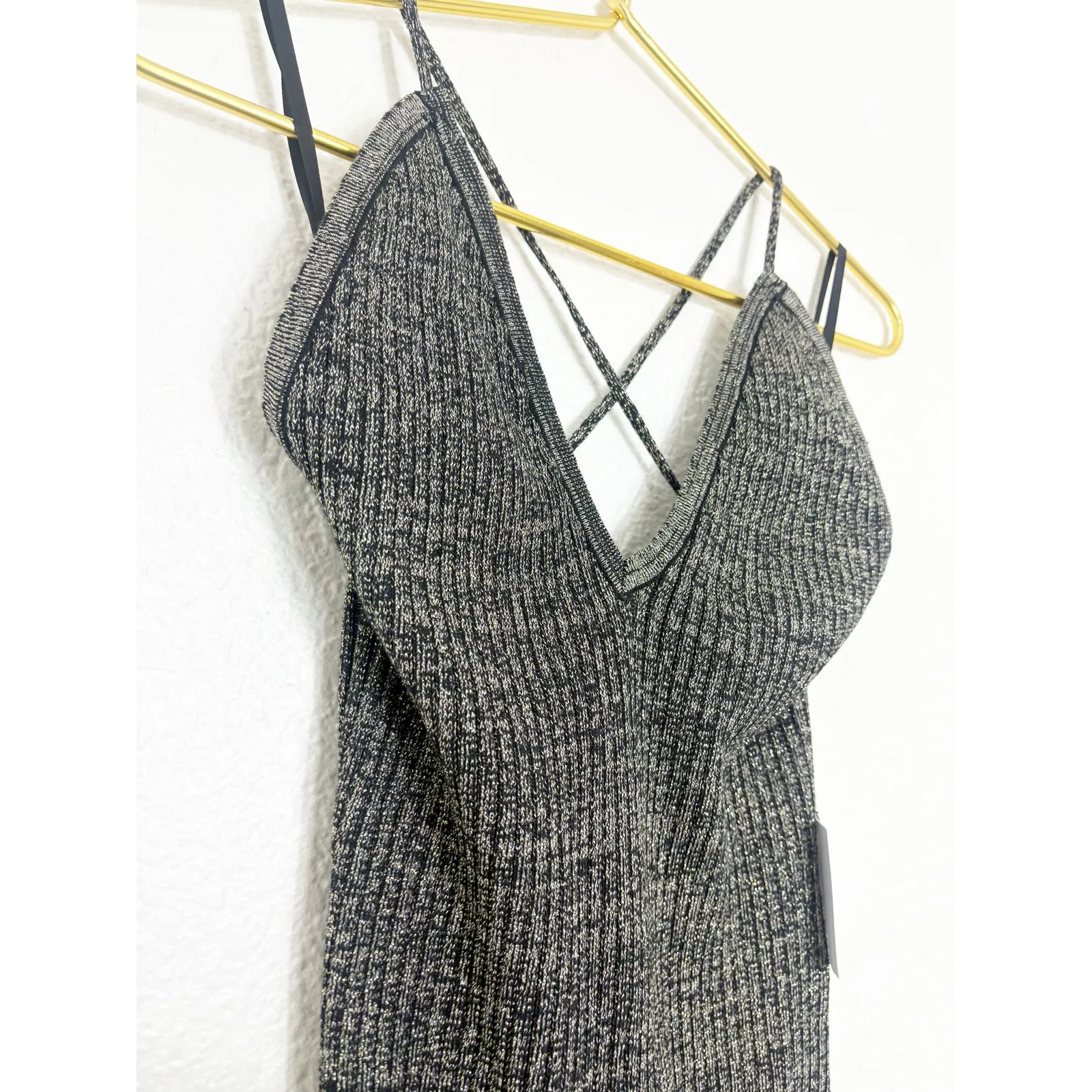 NWT By The Way Goldie Knit Mini Dress in Black & Gold Size Medium Cocktail Party - Image 8