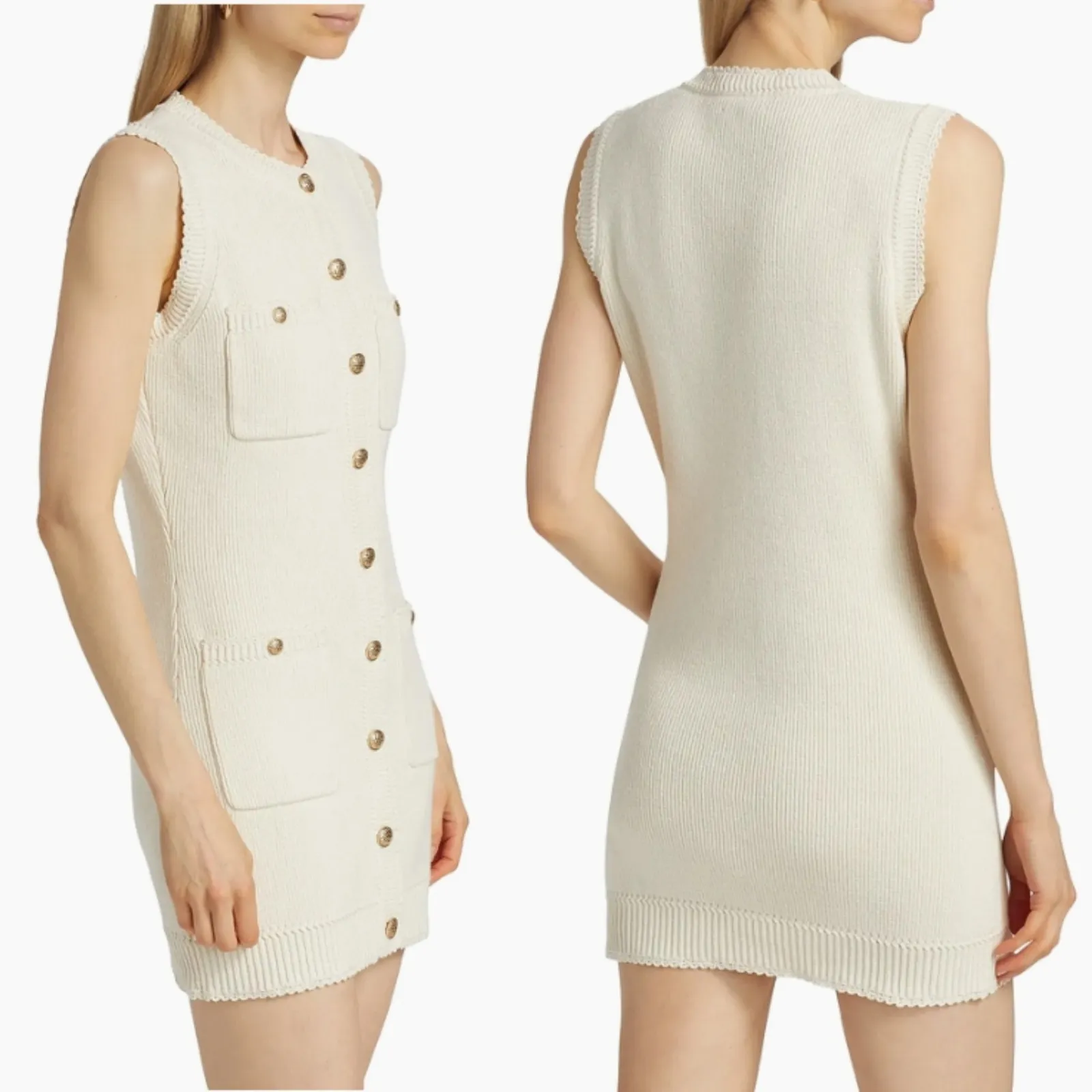 Reformation Catalina Cotton Knit Minidress Ivory Cream Size Small - Image 12