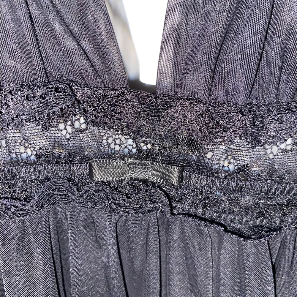 Lingerie Soft Lace Sleeveless Chiffon halter Black mini Nightdress Size M - Image 7