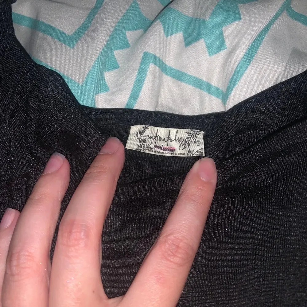 Black intimately free people body suit drappy cowl neck NWOT boho spring ruched - Image 6