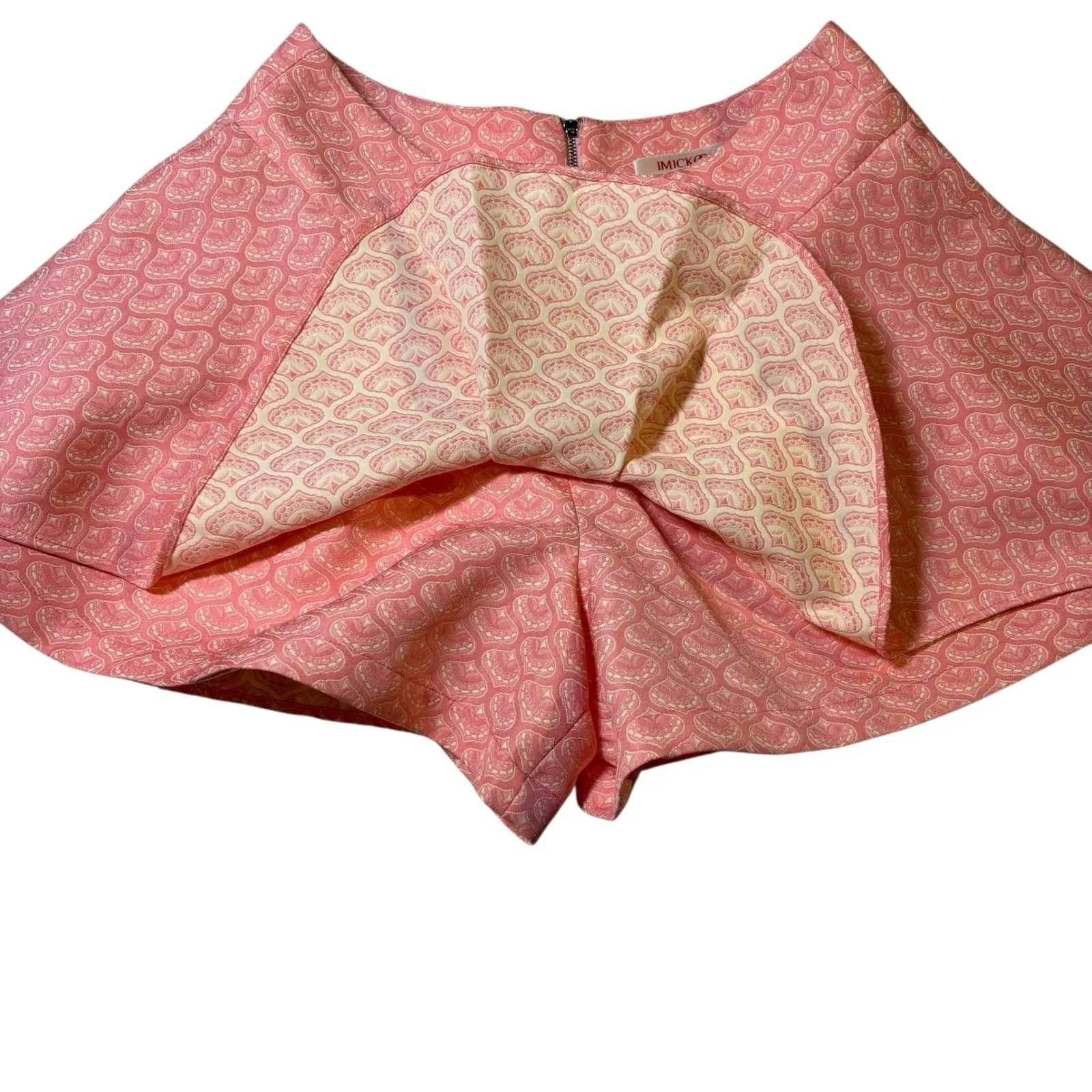 IMICKOO Women‎ Orange Paisley Bow Neck 3/4 Sleeve Top Skirt Set Size 8 - Image 8