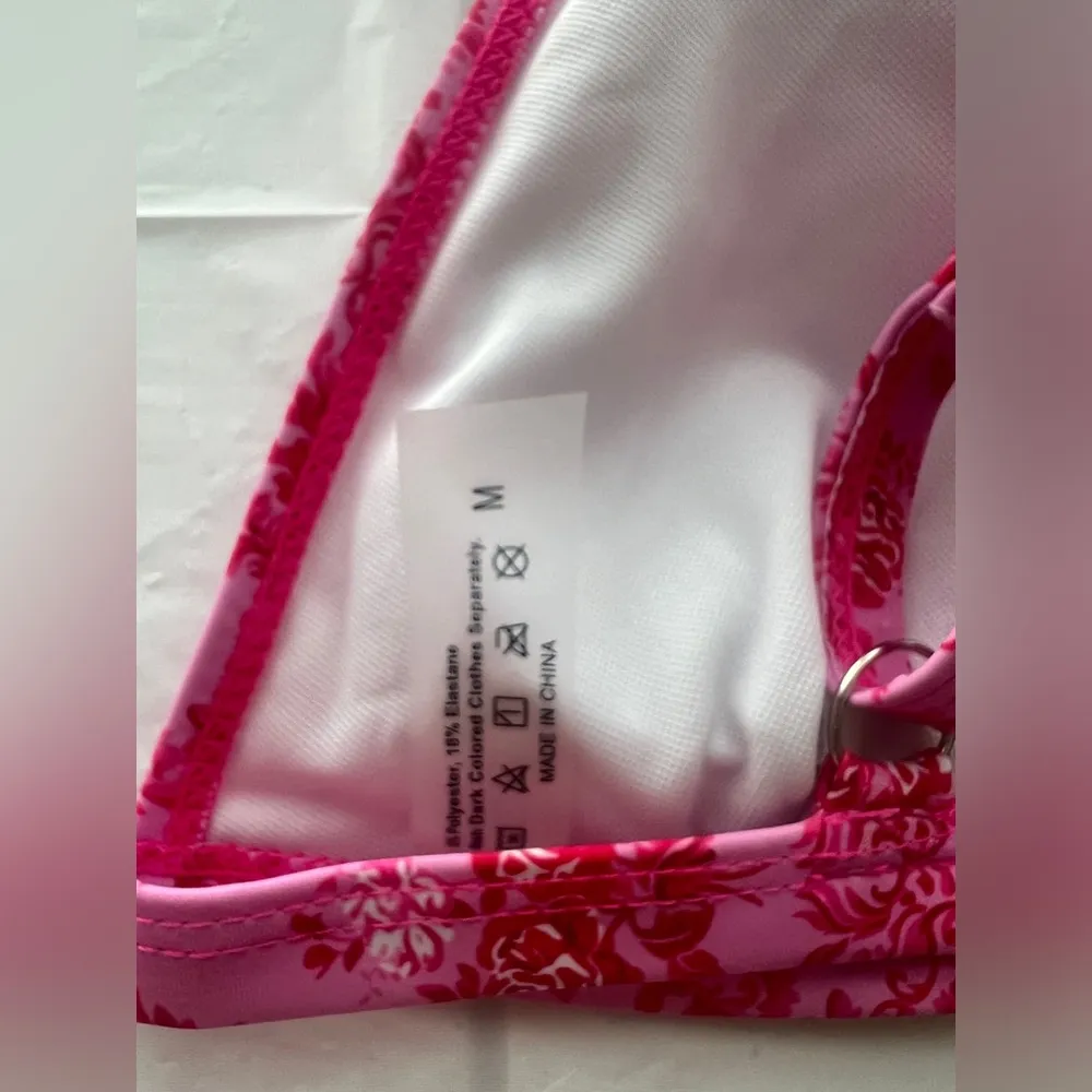 Vibrant Pink and Red Bikini with Triangle Top and High-Cut Design - Image 7