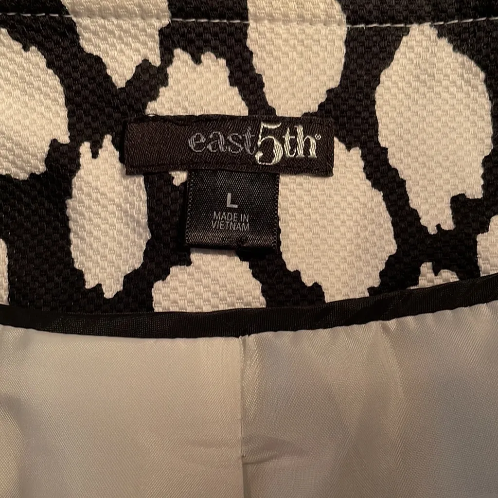 East 5th Black & White Print Cropped Textured Material 3/4 Sleeve Blazer Size L - Image 13