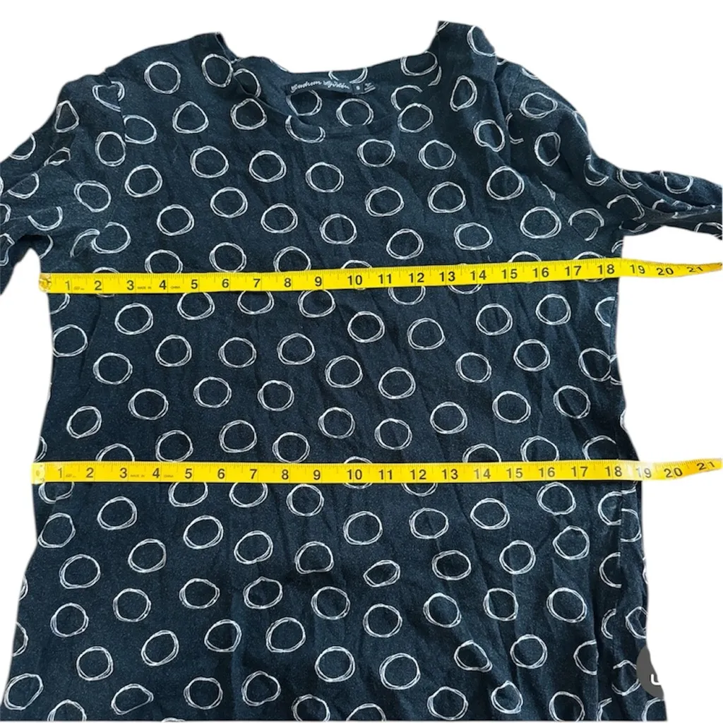 GUDRUN SJODEN 100% cotton Black Oval Print Long Sleeve Top Shirt Size S - Image 10