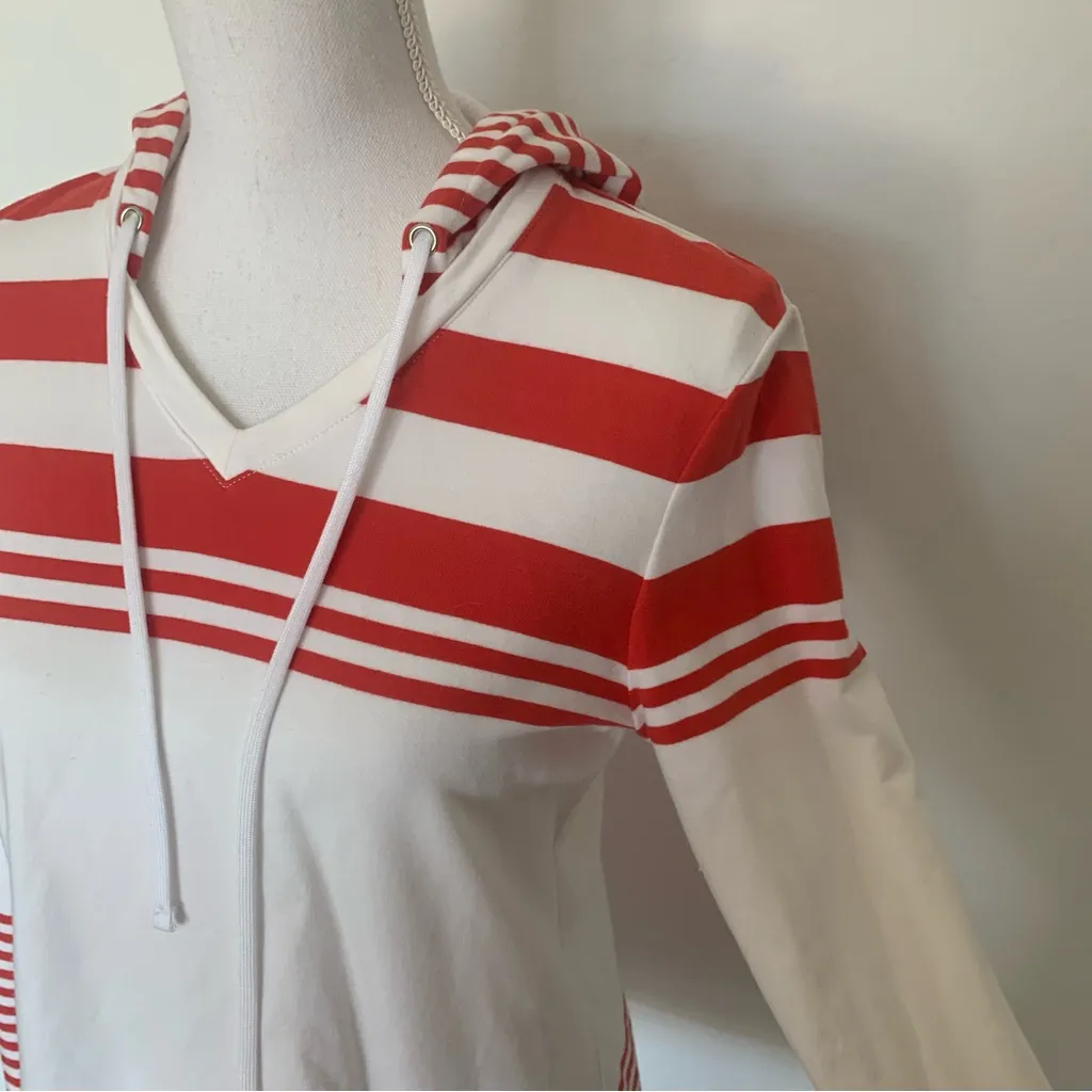 EUC Talbots Petite Red White Nautical Hoodie Kangaroo Pocket Sweatshirt Size SP - Image 6