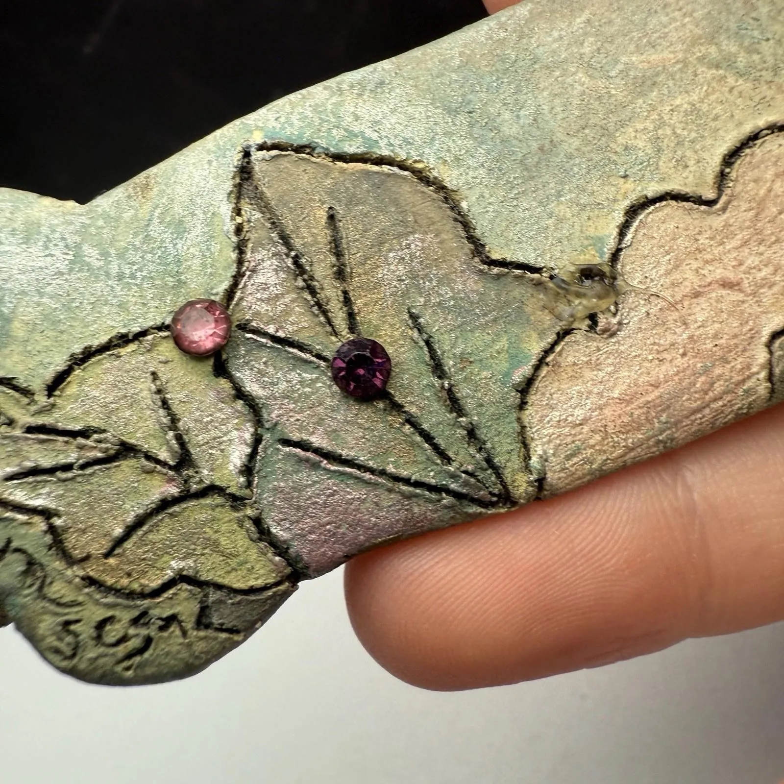 Sabra Segal Signed Handcrafted Bird Rhinestone Accents Brooch Pin - Image 5