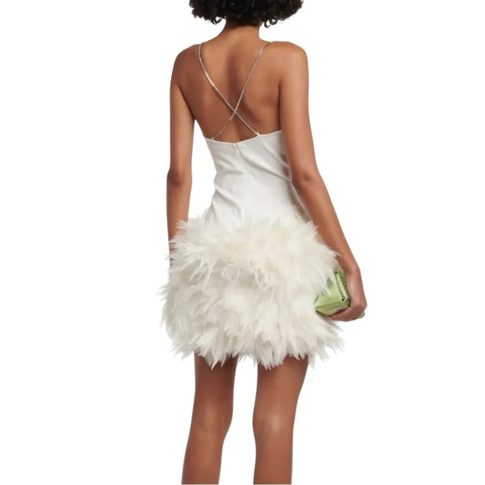 NWT The Attico Fujiko White Feather Trim Sleeveless Mini Dress IT 42 US M Size M - Image 2