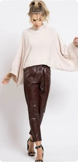 Bishop + Young Harper Plum Paperbag Faux Leather Pants NWT XS - Image 1