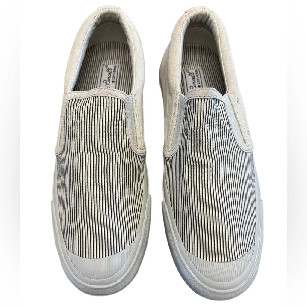 Converse Jack Purcell Slip-On Sneakers Gray Canvas Ribbed Unisex Casual Shoes - Image 5