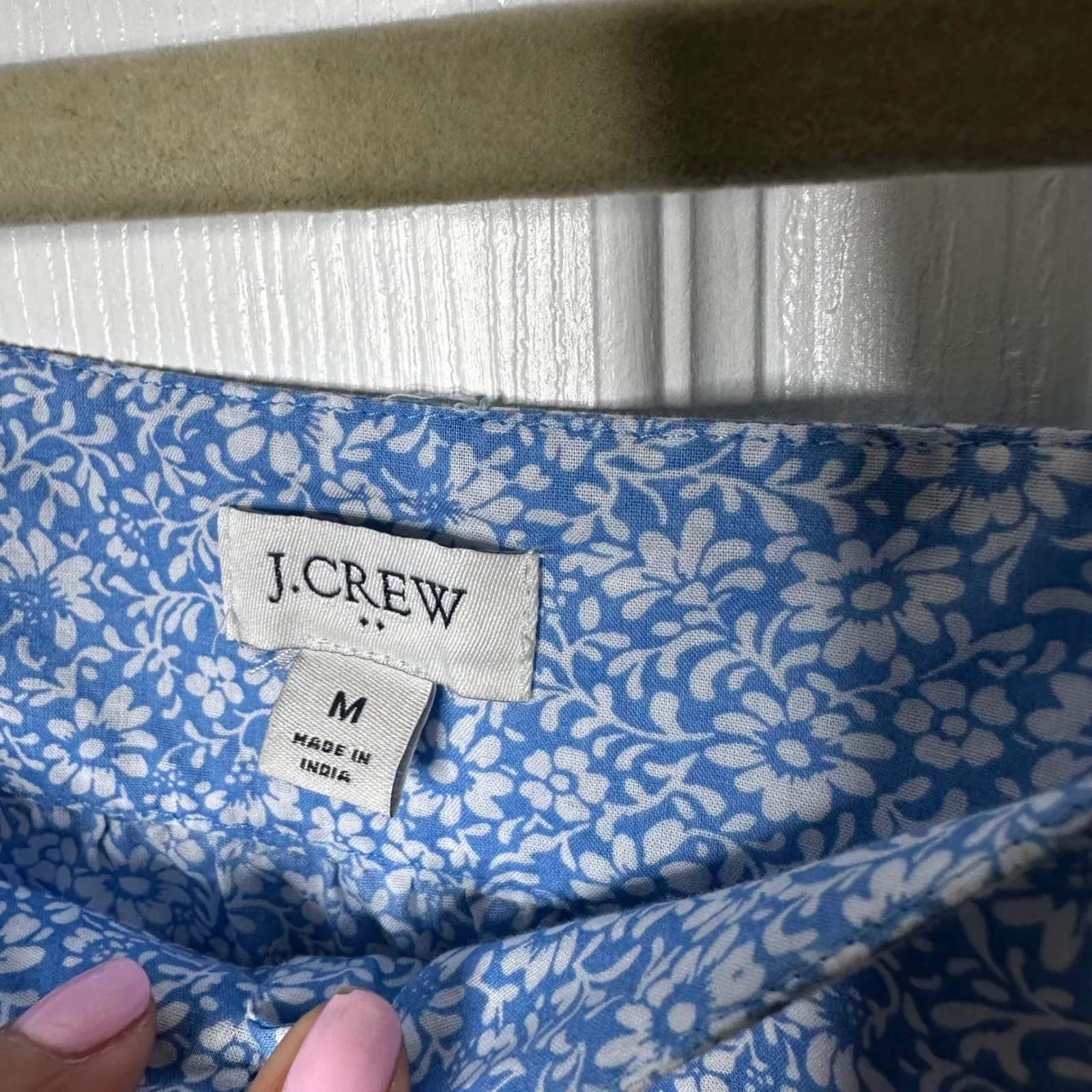 J. Crew Floral Print Square Neck Ruffle Sleeve Cotton Blouse Womens Size M - Image 4