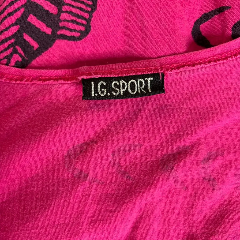 Vintage 90s Graphic Fish Print Shift Dress Small Pink Short Sleeves Pockets - Image 6