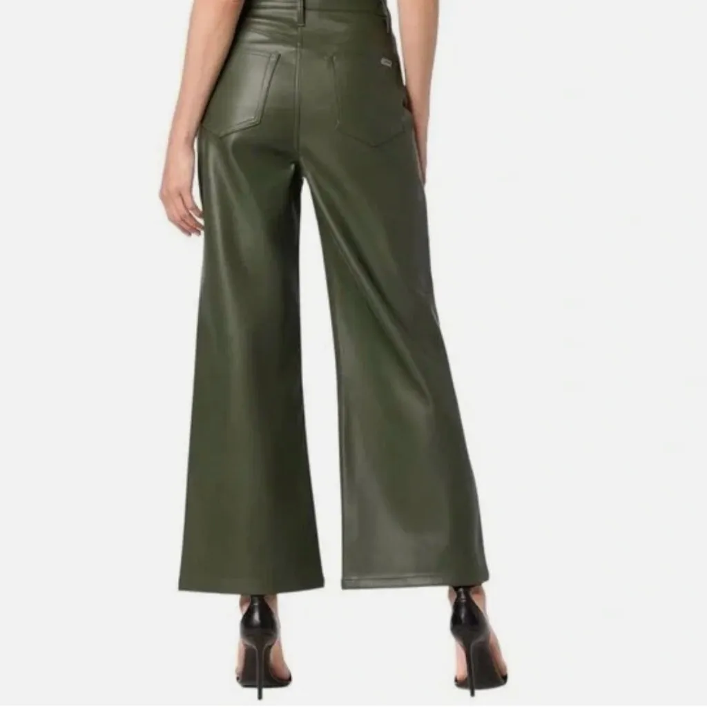 NWT Joe's Faux Leather Ankle Wide Leg Pants 33 x, HUNTER - Image 3