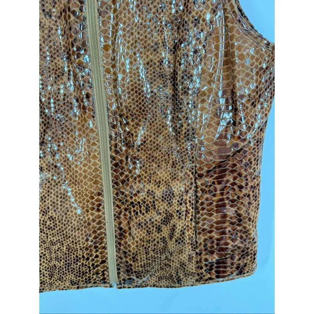 Chico’s reversible faux fur snake print brown puffer vest size 0/small NWOT - Image 7