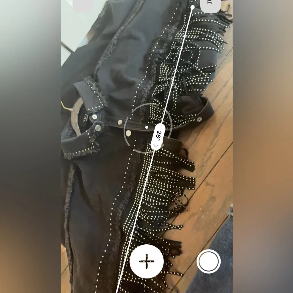 Vici Woman’s Size Medium Western Black Denim Studded Fringe Jacket Cowboy Black - Image 7