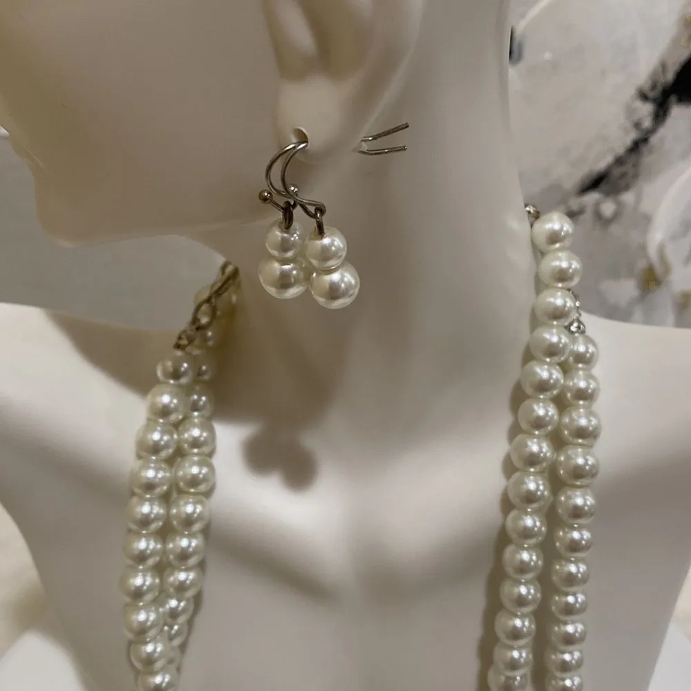 Silver Tone 5 Piece Pearl Set White - Image 5