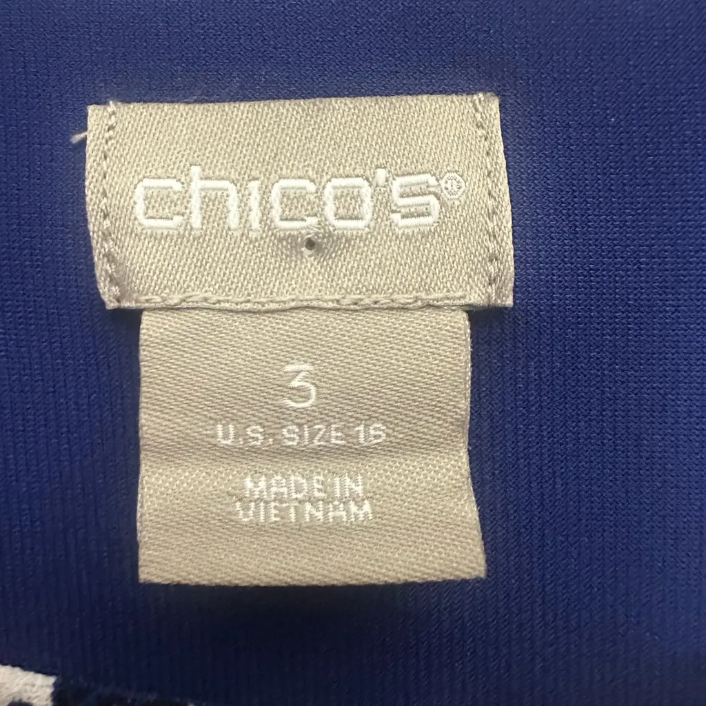 Chicos Medallion Print Tie Sleeve Dress Size 3 US XL 3/4 Tie Sleeves Stretch - Image 4