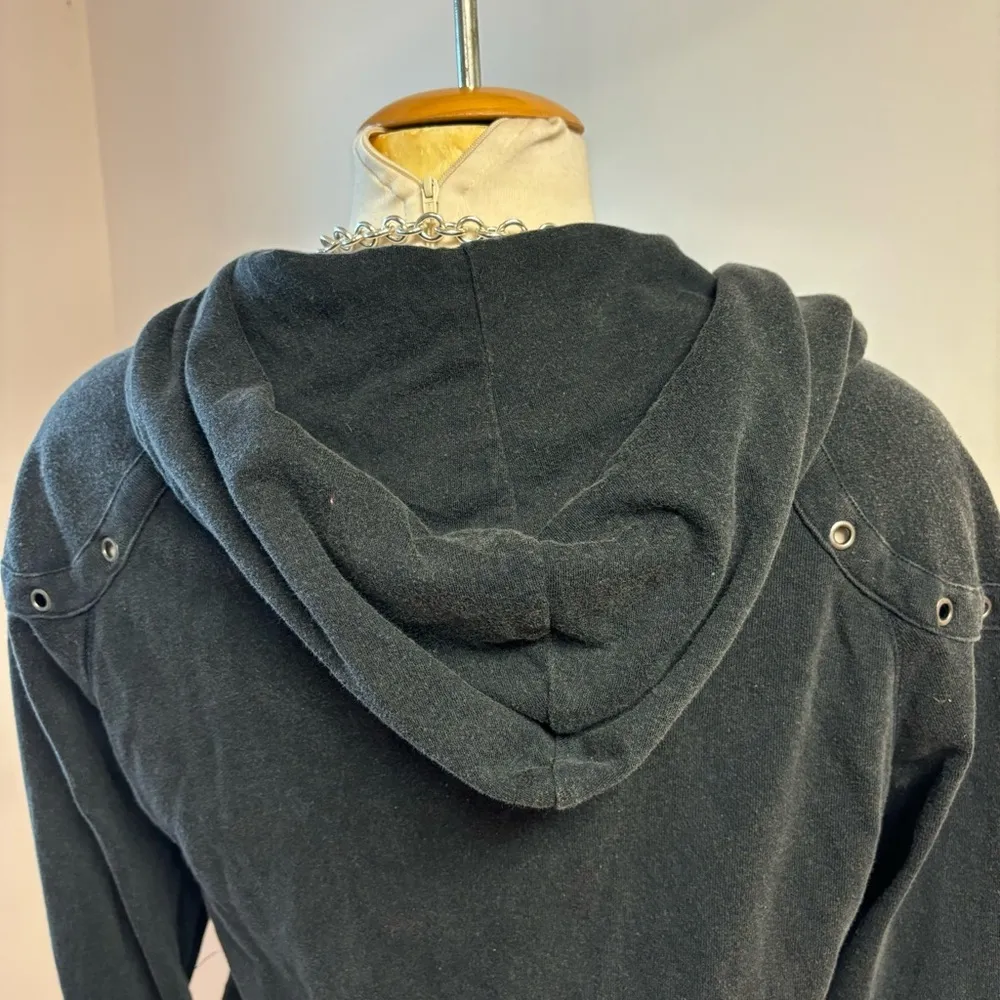 Vintage y2k 2000  Relaxed Fit Grey Cropped Zip Up Hooded Jacket size M - Image 6