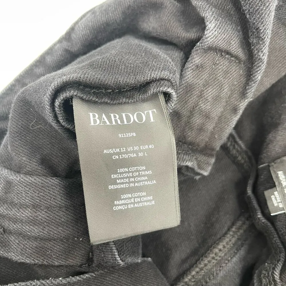 BARDOT Paperbag Denim Jean Shorts Size 30 Black 100% Cotton High Rise Waist - Image 7