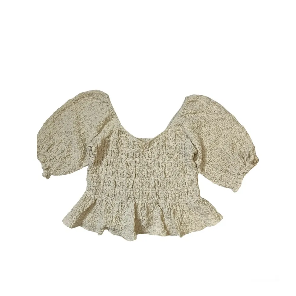 Saltwater Luxe LeeLee Natural Ecru Smocked Puff Sleeves Top Sz S Women - Image 4