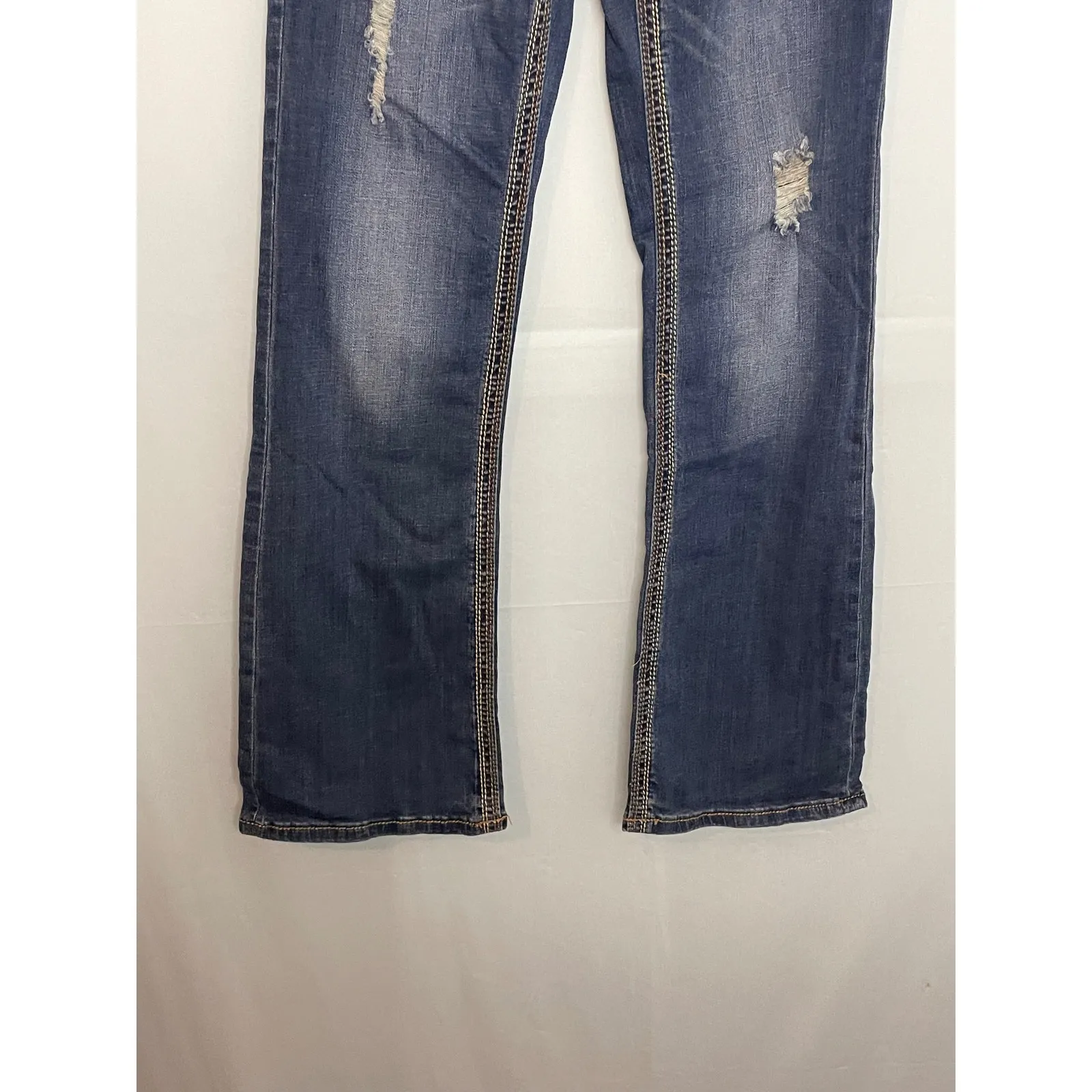 Seven7 Bootcut Jeans Distressed Blue Wash Women's Size 28 - Image 3