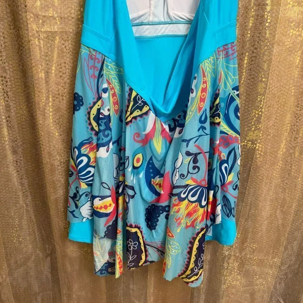 American Trends Bright Blue Floral Swim Shorts Dress XXXL NWOT Size undefined - Image 5