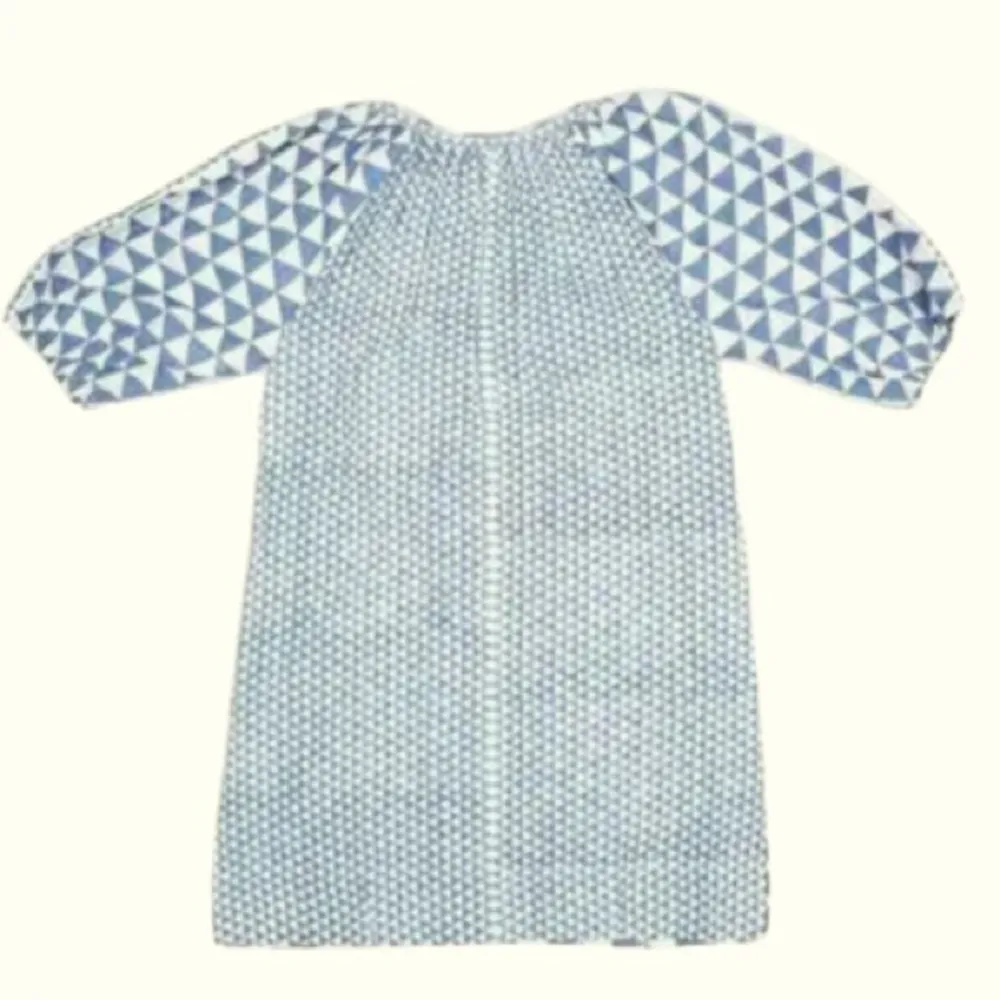 NYMaNE Linen Blend Blue White Block Print Shift Dress Short Sleeve Size XS NWT - Image 9