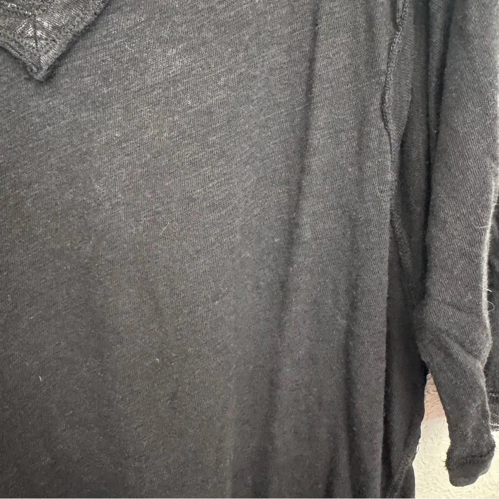 Free People We the Free Head In The Clouds Linen Blend Tee Black Size Small - Image 8