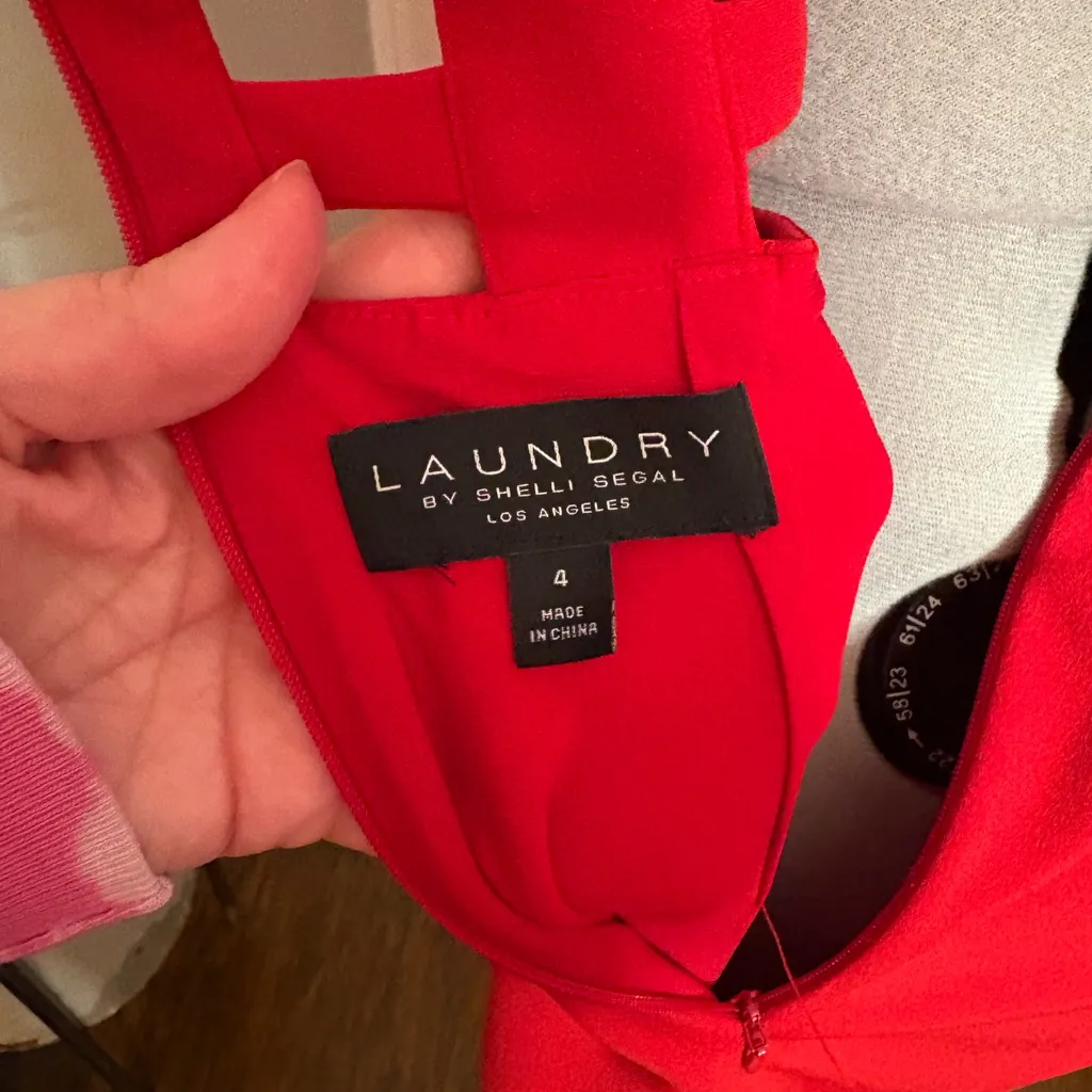 Laundry by Shelli Segal red sleeveless midi dress -V-neck and cut-out details, S - Image 3