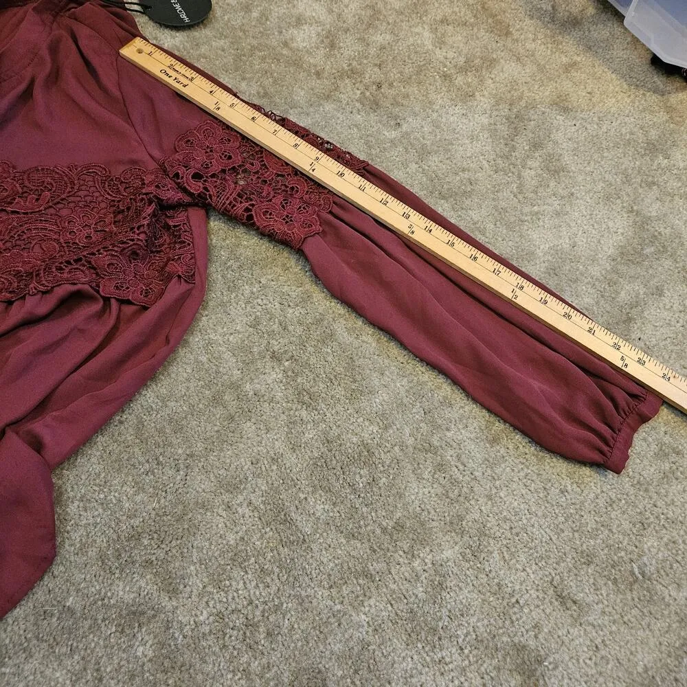 Nordstrom Harlowe & Graham Zinfandel Dark Plum Red Blouse Boho NEW NWT Medium - Image 12