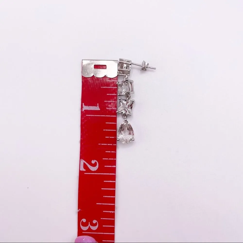 JTV Diamond Linear Drop Earrings Sterling Silver - Image 7