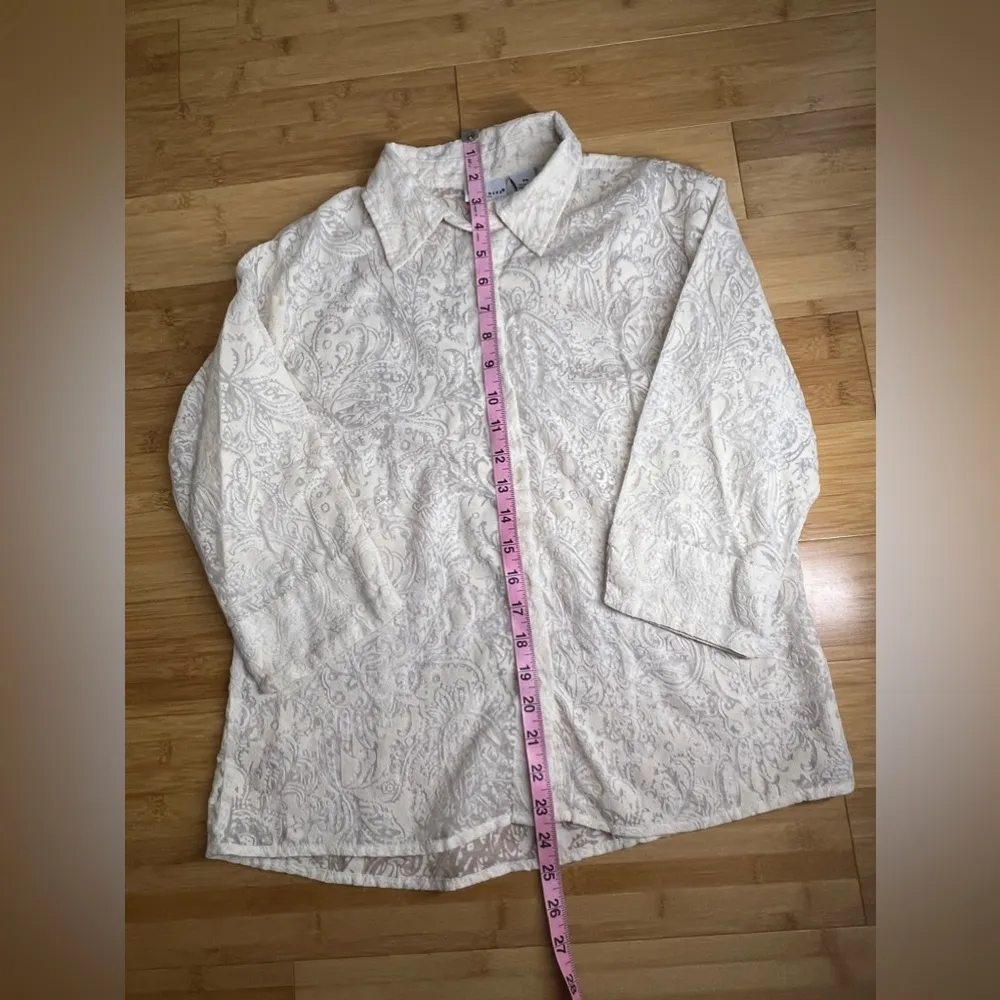 Kim Rogers Womens Size: Petite (PS) Button Up Sheer Shirt, Color : Cream/ivory - Image 6