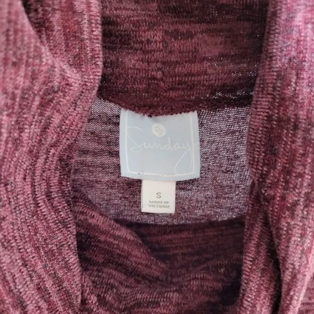 Sunday Cowl Neck Long Sleeve Sweatshirt in Maroon Red - Image 3