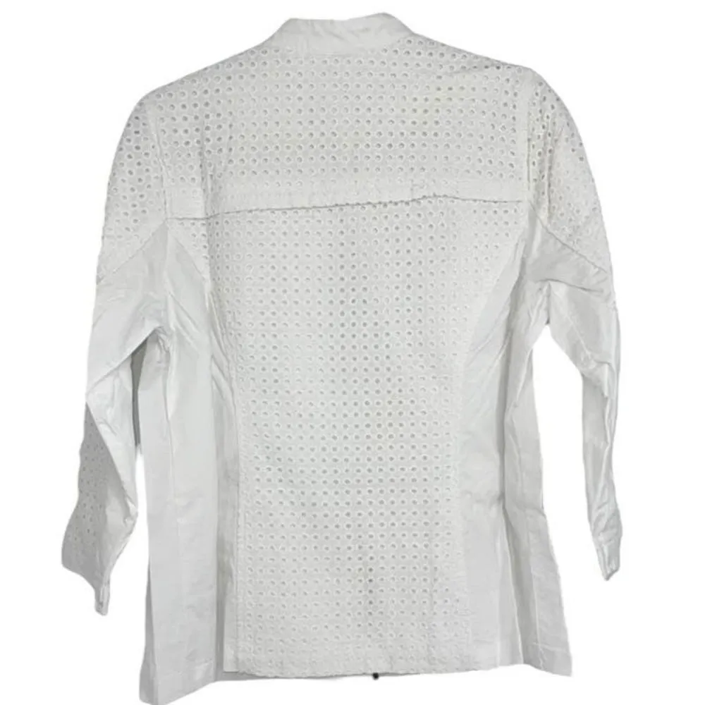 JESSICA LONDON WHITE POPLIN EYELET JACKET BLAZER SIZE 12W - Image 3