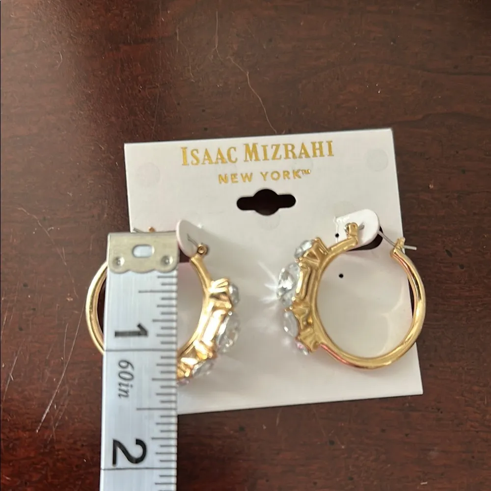 Isaac Mizrahi New York Gold Twisted Rhinestone Hoop Earrings - Image 3