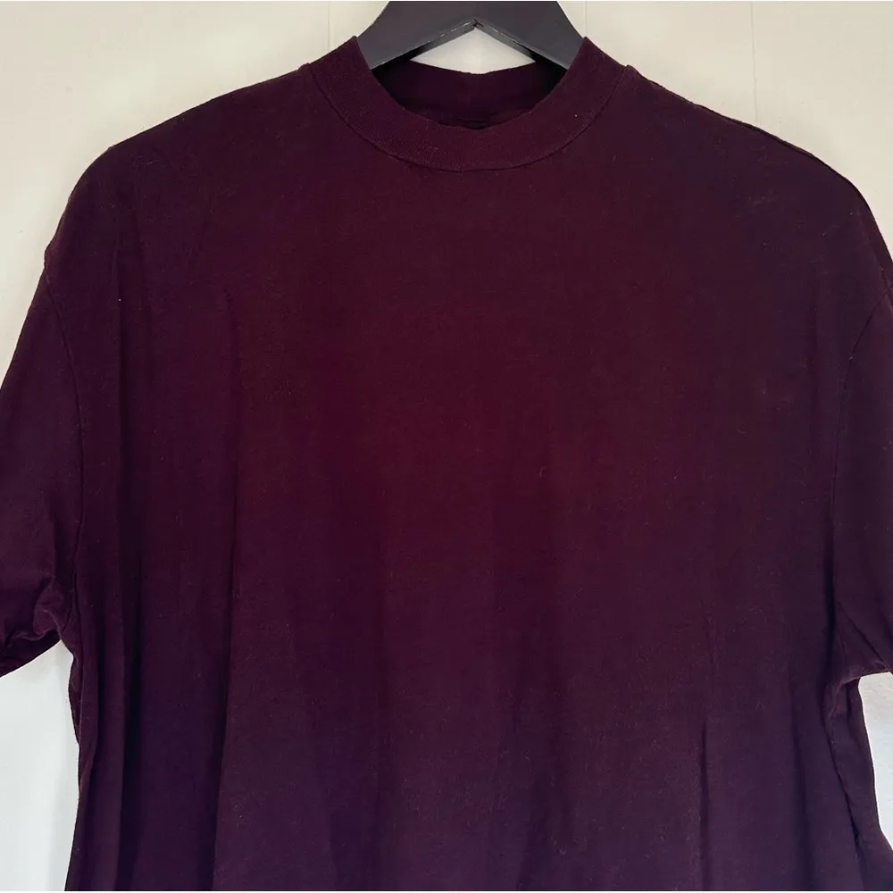 TOPSHOP Deep Plum Purple Top Short Sleeve Mock Neck - Image 2