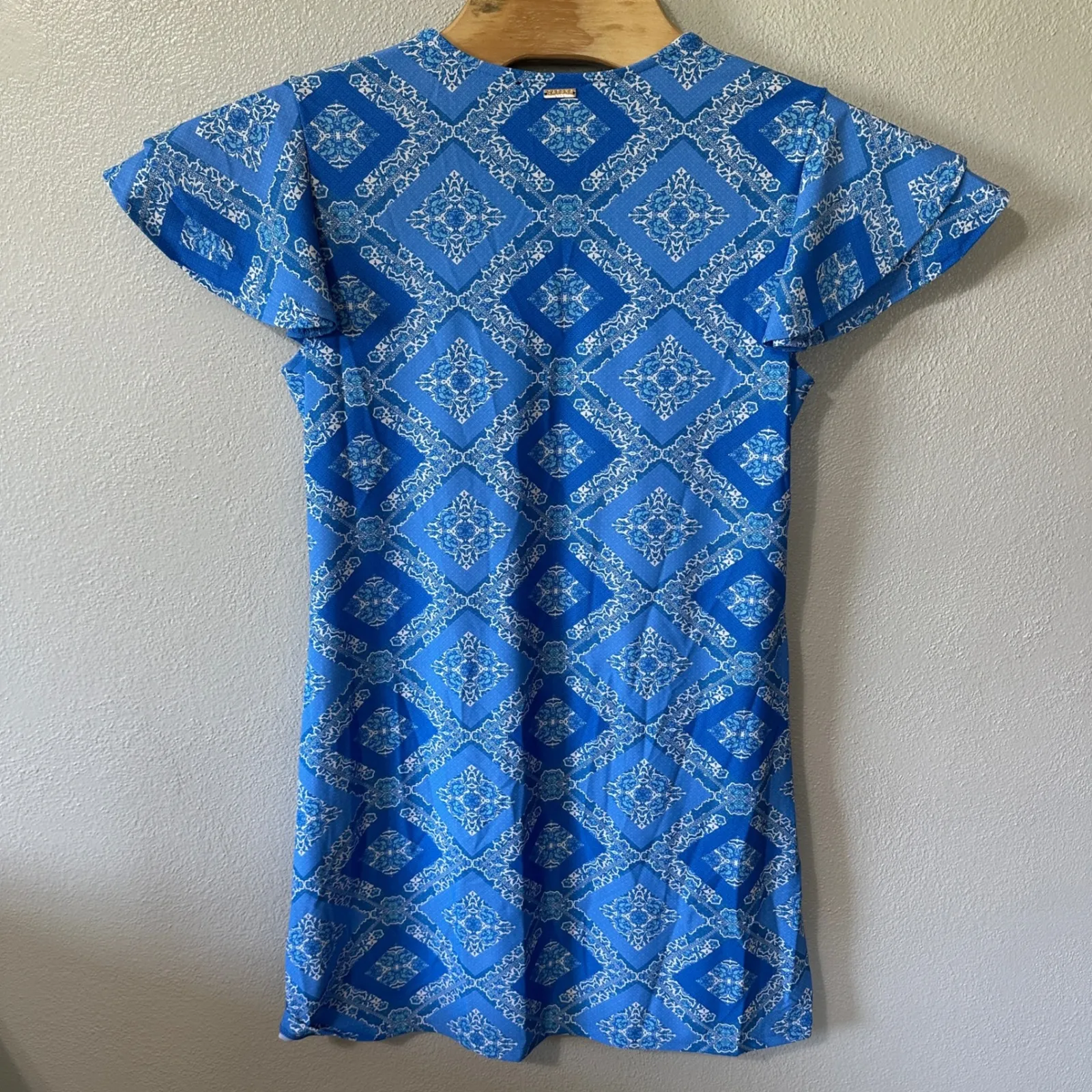 Cabana‎ Life Dress Flutter Sleeve Pockets Sun Protection Blue White Size Medium - Image 4