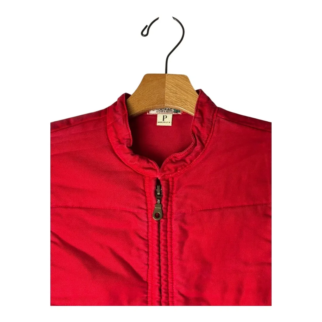 Democracy Vest Women Medium Petite Red Quilted‎ Full Zip Outdoor Vintage Preppy - Image 3